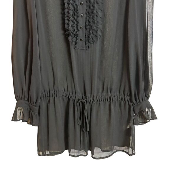 Vintage Guess Jeans Sheer Black Blouse Tunic Top Whimsigoth Dropwaist Blouson L - Picture 5 of 13